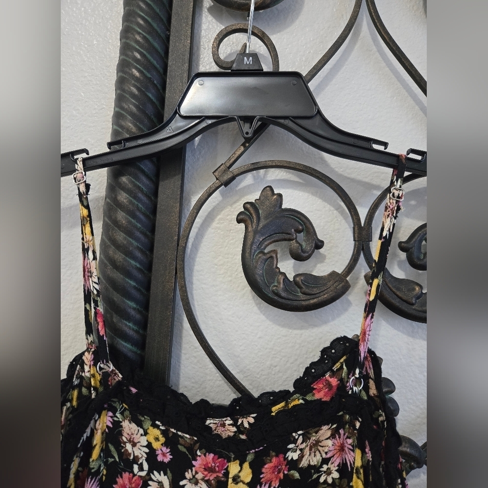 Forever 21 Floral Black Milkmaid Midi Dress - Picture 8 of 11